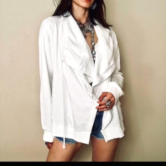 Young Fabulous & Broke White Open Front Waterfall Cardigan Size S NWT - Picture 3 of 13